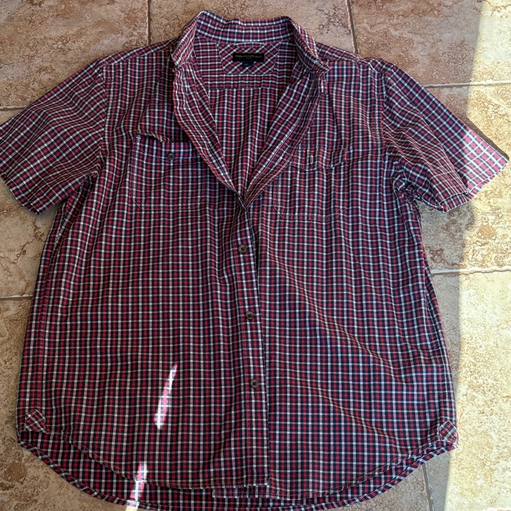 Banana Republic Large Men’s  Red Plaid Short Sleeve Shirt